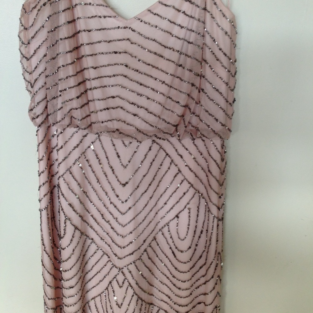 Adrianna Papell Blush Beaded Gown